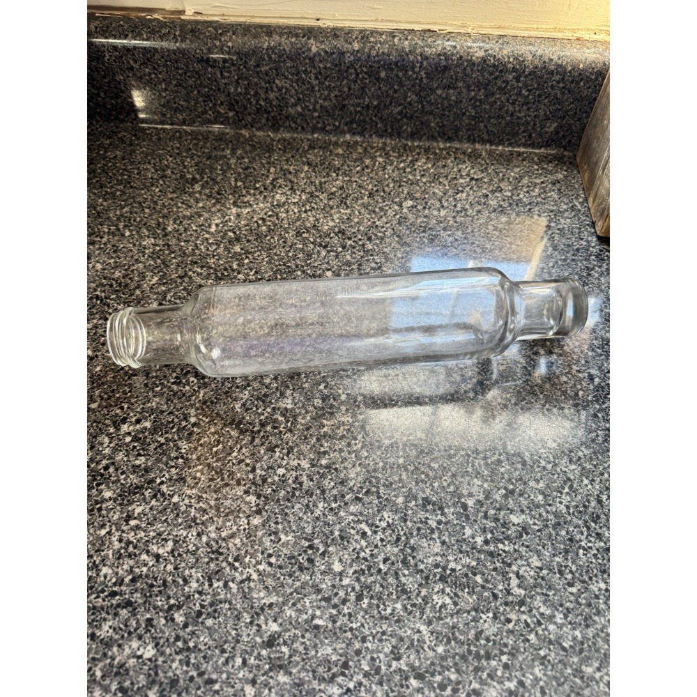 Vintage Clear Glass Rolling Pin No Cap Baking Kitchen Pastry Farmhouse 14"